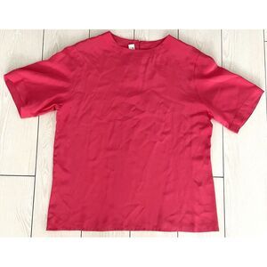 Jaeger womens short sleeve‎ pink 100% silk shirt size 38